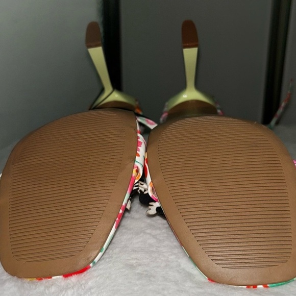 Betsey Johnson Pink and Orange Strappy Floral Heels - Picture 2 of 5